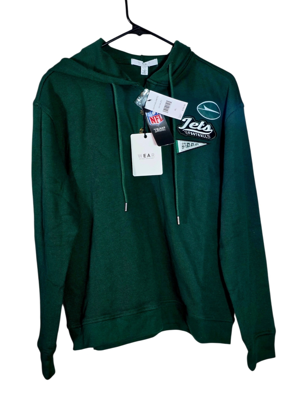 NWT Women's WEAR by Erin Andrews NFL New York Jets Waffle Henley Hoodie XL